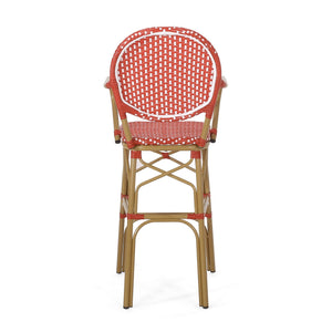 English Elm Outdoor Bistro Wicker Barstools Set of 2 Rust Resistant Aluminum Patio Bar Seating 72605.00RD