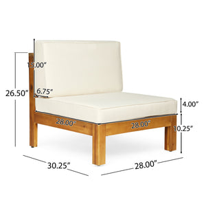 English Elm Oana Outdoor Modular Sectional Set Acacia Wood Frame V Shape Patio Seating Beige 64497-98-99.00BGE-64495.00BGE