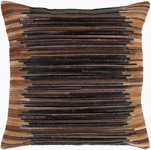 Surya Zander Rustic 20" Accent Pillow Kit - Create Unique Home Decor With Leather & Cotton Components Dark Brown Hair On Hide,Polyester,Cotton Znd001-2020p