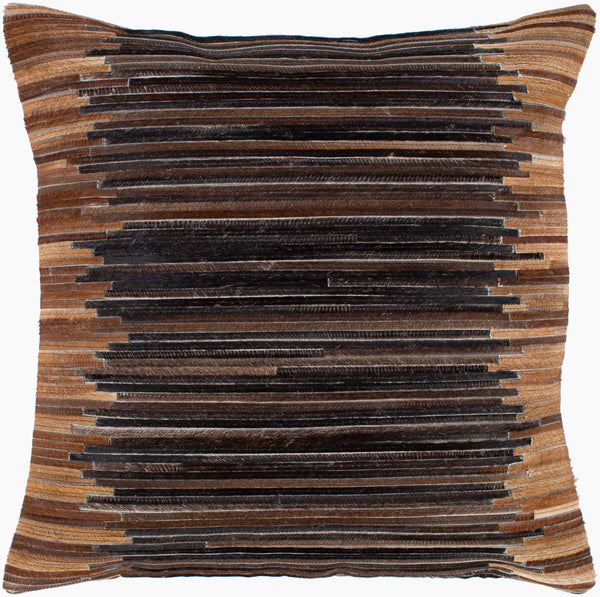 Surya Zander Rustic 20" Accent Pillow Kit - Create Unique Home Decor With Leather & Cotton Components Dark Brown Hair On Hide,Polyester,Cotton Znd001-2020p