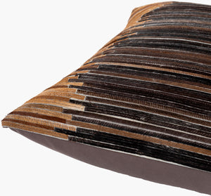 Surya Zander Rustic 20" Accent Pillow Kit - Create Unique Home Decor With Leather & Cotton Components Dark Brown Hair On Hide,Polyester,Cotton Znd001-2020p