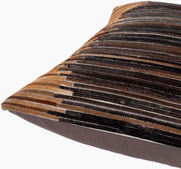 Surya Zander Rustic 20" Accent Pillow Kit - Create Unique Home Decor With Leather & Cotton Components Dark Brown Hair On Hide,Polyester,Cotton Znd001-2020p