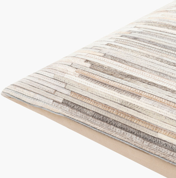 Surya Zander Rustic 20" Accent Pillow Kit - Create Unique Home Decor With Leather & Cotton Components Brown Hair On Hide,Polyester,Cotton Znd002-2020d