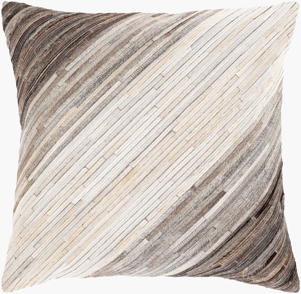 Surya Zander Rustic 20" Accent Pillow Kit - Create Unique Home Decor With Leather & Cotton Components Black Hair On Hide,Polyester,Cotton Znd004-2020p