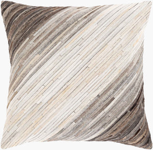 Surya Zander Rustic 20" Accent Pillow Kit - Create Unique Home Decor With Leather & Cotton Components Black Hair On Hide,Polyester,Cotton Znd004-2020p