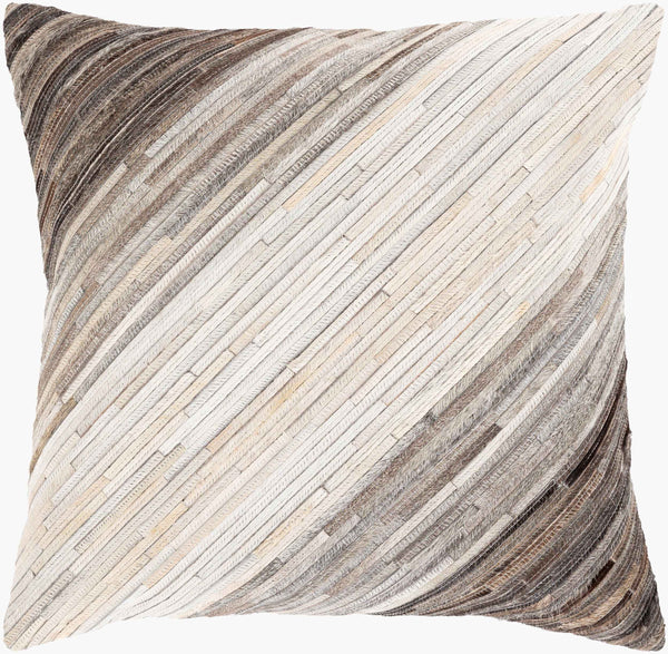 Surya Zander Rustic 20" Accent Pillow Kit - Create Unique Home Decor With Leather & Cotton Components Black Hair On Hide,Polyester,Cotton Znd004-2020p