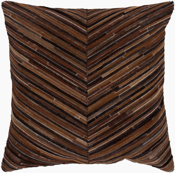 Surya Zander Rustic 20" Accent Pillow Kit - Create Unique Home Decor With Leather & Cotton Components Caramel Hair On Hide,Polyester,Cotton Znd005-2020