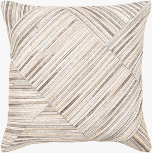Surya Zander Rustic 20" Accent Pillow Kit - Create Unique Home Decor With Leather & Cotton Components Medium Gray Hair On Hide,Polyester,Cotton Znd006-2020
