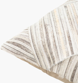 Surya Zander Rustic 20" Accent Pillow Kit - Create Unique Home Decor With Leather & Cotton Components Medium Gray Hair On Hide,Polyester,Cotton Znd006-2020