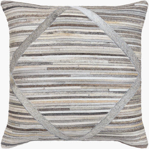Surya Zander Rustic 20" Accent Pillow Kit - Create Unique Home Decor With Leather & Cotton Components Gray Leather,Polyester,Cotton Znd008-2020