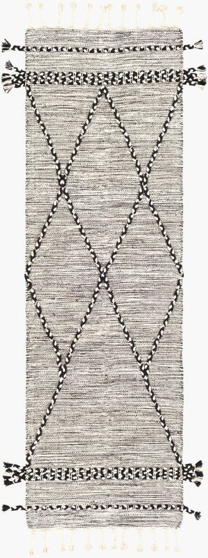 Surya Zanafi 2' X 3' Handmade Cotton Rug – Elegant Global Design, Durable & Charming Home Accent Piece Black Cotton Znf2300-268