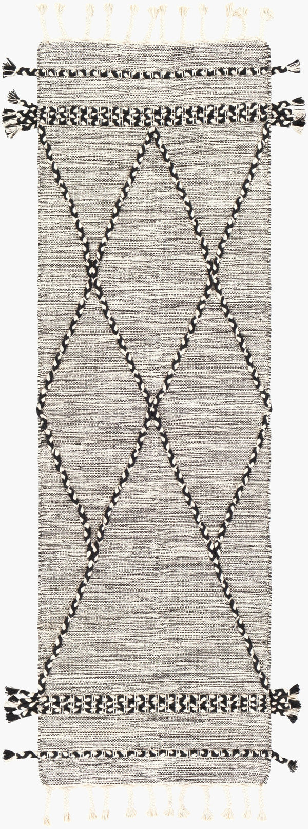Surya Zanafi 2' X 3' Handmade Cotton Rug – Elegant Global Design, Durable & Charming Home Accent Piece Black Cotton Znf2300-268
