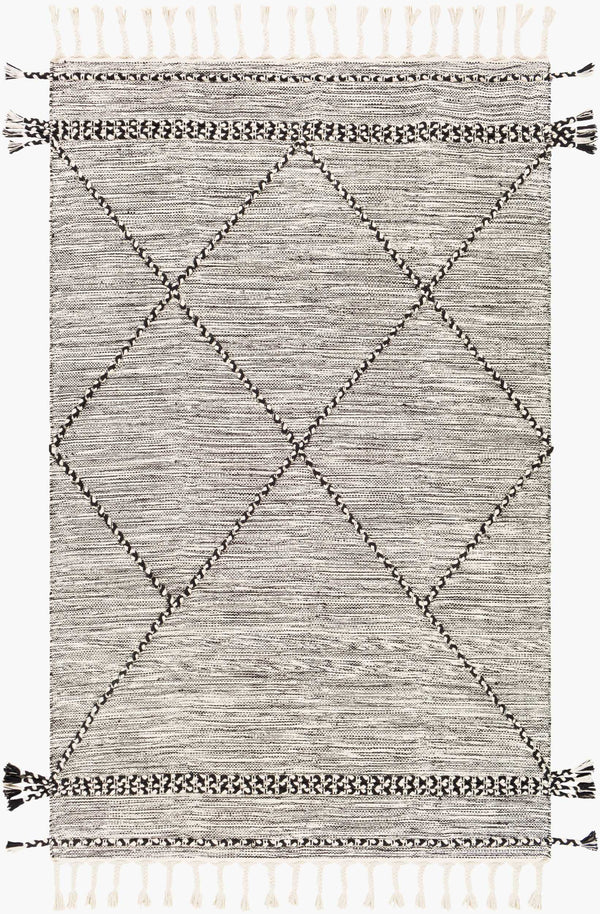Surya Zanafi 2' X 3' Handmade Cotton Rug – Elegant Global Design, Durable & Charming Home Accent Piece Black Cotton Znf2300-69