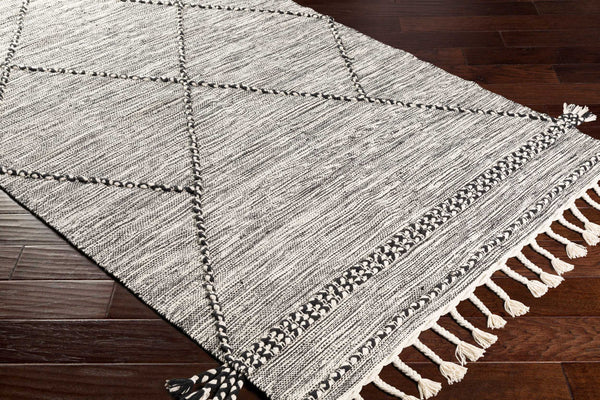 Surya Zanafi 2' X 3' Handmade Cotton Rug – Elegant Global Design, Durable & Charming Home Accent Piece Black Cotton Znf2300-69