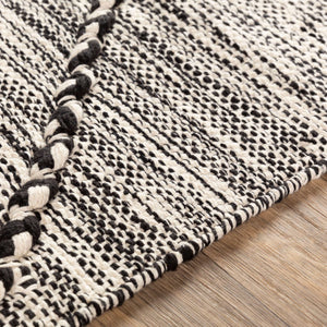 Surya Zanafi 2' X 3' Handmade Cotton Rug – Elegant Global Design, Durable & Charming Home Accent Piece Black Cotton Znf2300-69