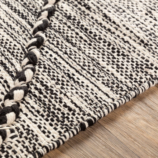 Surya Zanafi 2' X 3' Handmade Cotton Rug – Elegant Global Design, Durable & Charming Home Accent Piece Black Cotton Znf2300-69