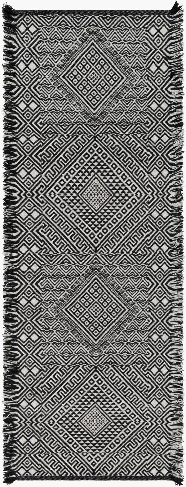 Surya Zanafi 2' X 3' Handmade Cotton Rug – Elegant Global Design, Durable & Charming Home Accent Piece Black Wool Znf2303-268
