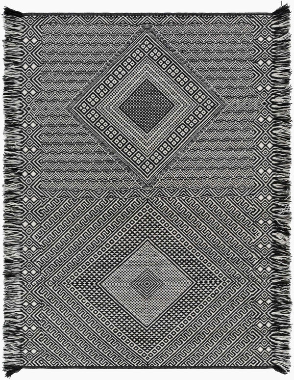 Surya Zanafi 2' X 3' Handmade Cotton Rug – Elegant Global Design, Durable & Charming Home Accent Piece Black Wool Znf2303-23