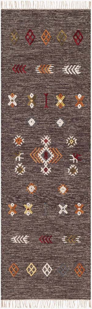 Surya Zanafi 2' X 3' Handmade Cotton Rug – Elegant Global Design, Durable & Charming Home Accent Piece Dark Brown Cotton,Wool Znf2304-268