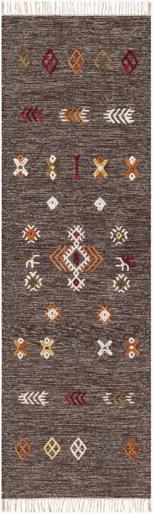 Surya Zanafi 2' X 3' Handmade Cotton Rug – Elegant Global Design, Durable & Charming Home Accent Piece Dark Brown Cotton,Wool Znf2304-268