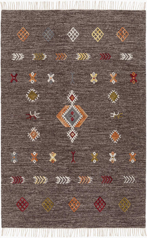 Surya Zanafi 2' X 3' Handmade Cotton Rug – Elegant Global Design, Durable & Charming Home Accent Piece Dark Brown Cotton,Wool Znf2304-2339