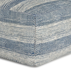 English Elm Clay Hand-Woven Teal Mélange Square Pouf - Stylish, Versatile Seating For Modern & Coastal Decor B136P159272