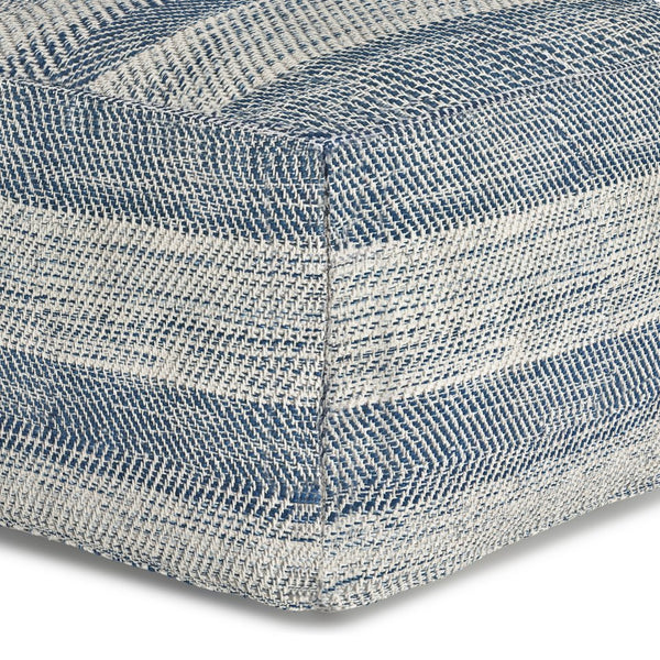English Elm Clay Hand-Woven Teal Mélange Square Pouf - Stylish, Versatile Seating For Modern & Coastal Decor B136P159272