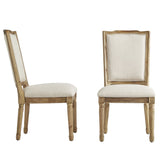 Homelegance By Top-Line Mayer Ornate Linen and Wood Dining Chairs (Set of 2) Beige Rubberwood