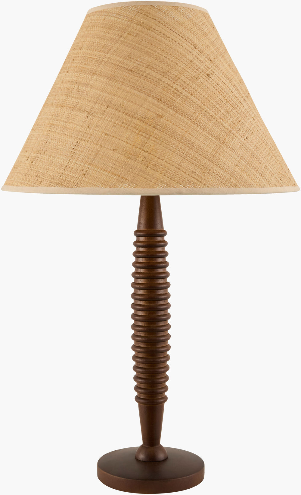 Surya Ziniare 27" Accent Table Lamp - Arts & Crafts Style, Durable Wood, Warm Glow, Perfect For Any Room Body, Dark Brown,Base, Dark Brown,Shade (Outside), Beige,Shade (Inside), White,Finial, Metallic ,Gold,Harp, Metallic ,Gold,Cord, Translucent Rubber Wood,Iron,Linen,Polyester,Iron Zni-002