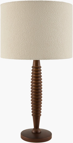 Surya Ziniare 27" Accent Table Lamp - Arts & Crafts Style, Durable Wood, Warm Glow, Perfect For Any Room Body, Dark Brown,Base, Dark Brown,Shade (Outside), Beige,Shade (Inside), White,Finial, Metallic ,Gold,Harp, Metallic ,Gold,Cord, Translucent Rubber Wood,Iron,Linen,Polyester,Iron Zni-002