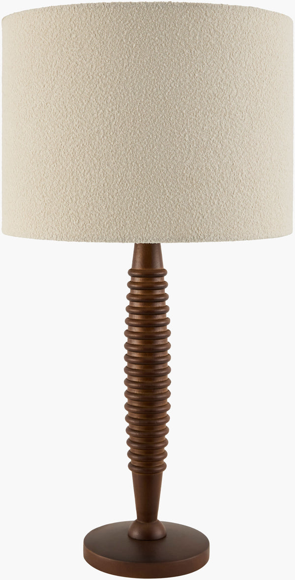Surya Ziniare 27" Accent Table Lamp - Arts & Crafts Style, Durable Wood, Warm Glow, Perfect For Any Room Body, Dark Brown,Base, Dark Brown,Shade (Outside), Beige,Shade (Inside), White,Finial, Metallic ,Gold,Harp, Metallic ,Gold,Cord, Translucent Rubber Wood,Iron,Linen,Polyester,Iron Zni-002