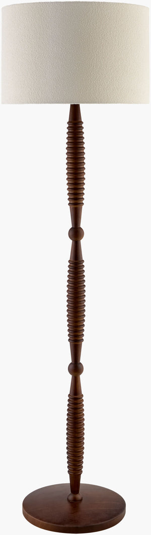 Surya Ziniare 62" Arts & Crafts Accent Floor Lamp With Rubber Wood & Linen Shade For Elegant Ambiance Body, Dark Brown,Base, Dark Brown,Shade (Outside), Beige,Shade (Inside), White,Finial, Metallic ,Gold,Harp, Metallic ,Gold,Cord, Translucent Rubber Wood,Iron,Linen,Polyester,Iron Zni-004