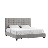 Homelegance By Top-Line Matson Button Tufted Linen Upholstered Bed Grey Linen