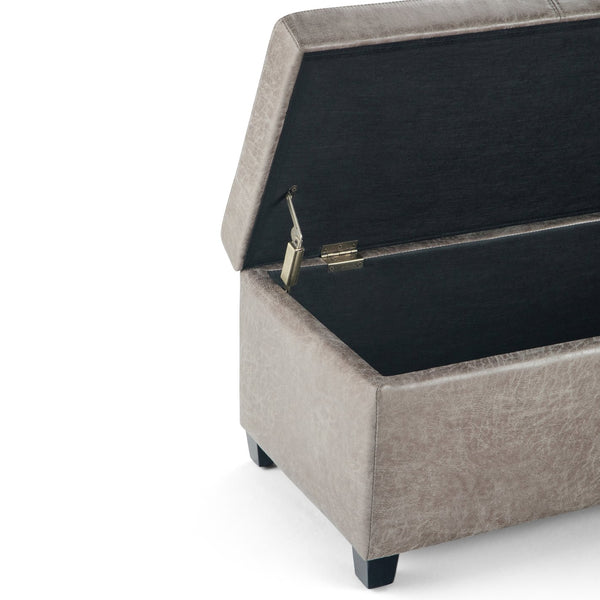 English Elm Avalon Storage Ottoman Bench - Stylish Distressed Grey Taupe, Hidden Storage & Comfortable Seating B136P158643