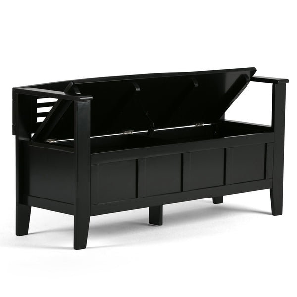 English Elm Adams Entryway Storage Bench In Black - Stylish Solid Wood Seating With Hidden Storage & Safety Hinges B136P158099