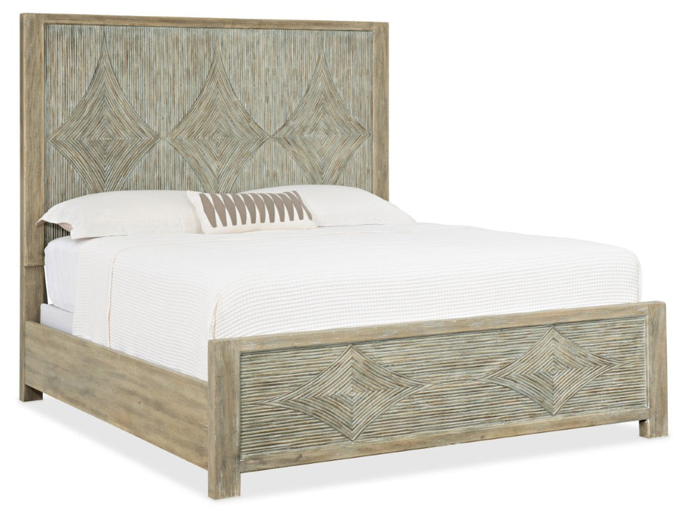 Hooker Furniture Surfrider Driftwood Queen Panel Bed With Reeded Diamond Motif, Coastal Weathered Finish, Easy Assembly 87.75 L x 79.75W x 72.00H 6015-90366-80