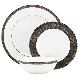 Lenox Vintage Jewel 3-Piece Place Setting Black, WHITE BONE CHINA 844298