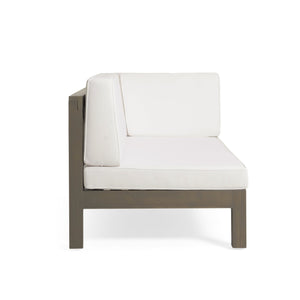 English Elm Brava Outdoor Acacia Corner Bench Set with Coffee Table for Patio Entertaining 57968.00WHI-64496.00GRY