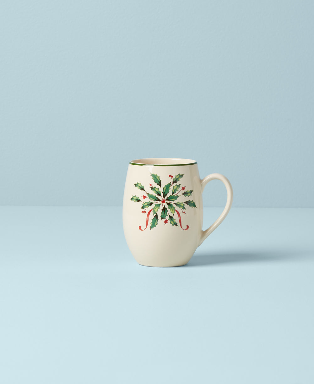Lenox Holiday Cocoa Mug Red & Green, IVORY STONEWARE 890776
