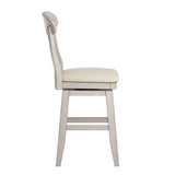 Homelegance By Top-Line Juliette Napoleon Back Counter Height Wood Swivel Chair White Rubberwood