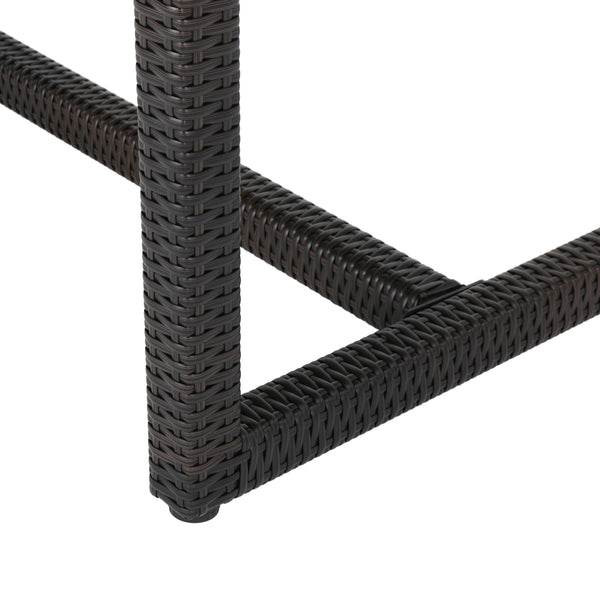 English Elm Christopher Knight Home® - SANTA rattan dining table with water-resistant iron frame, woven patio centerpiece for outdoor entertaining Brown Multi 62.5 L x 38 W x 6 H 62003.00MBRN