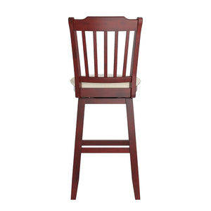 Homelegance By Top-Line Juliette Slat Back Bar Height Wood Swivel Bar Stool Red Rubberwood
