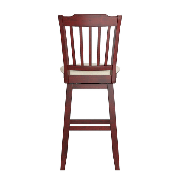 Homelegance By Top-Line Juliette Slat Back Bar Height Wood Swivel Bar Stool Red Rubberwood
