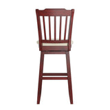 Homelegance By Top-Line Juliette Slat Back Bar Height Wood Swivel Bar Stool Red Rubberwood