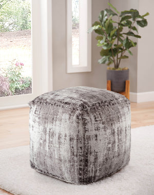 English Elm Steve Silver - Hazel Handwoven Square Pouf Dark Gray - 100% Cotton Upholstered Ottoman, Versatile Accent Seat B081P157457