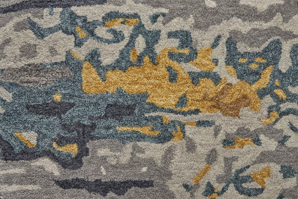 Feizy Rugs Everley Hand-tufted Wool Rug: Vibrant Abstract Design In Rich Hues For A Contemporary Style Home Gray,Yellow,Blue Wool Eve8644fgry000e10