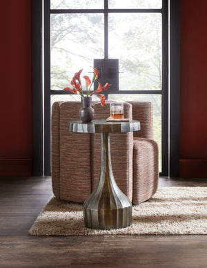 Hooker Furniture Commerce Ribbed Ferrous Accent Table In Weathered Bronze Finish — Compact Sculptural End Table For Entryway, Bedside, Living Room (17"L X 24.75"H) 7228-80210-89