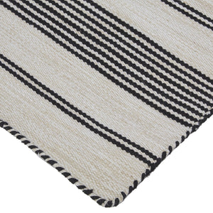 Feizy Rugs Duprine Eco-friendly Hand-woven Indoor Rug - Stylish Nautical Design With Classic Pin Stripes Black,White,Ivory Pet,Polyester 7220560fblk000p00