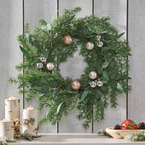 Christopher Knight Home® - Noble House - Frohock 26" Pine Artificial Wreath with Ornaments