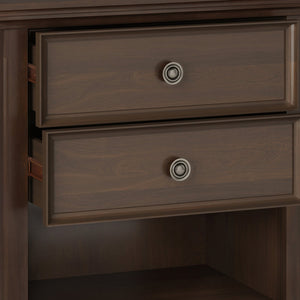 English Elm Amherst Bedside Table - Handcrafted Natural Aged Brown With Drawers & Open Shelf For Versatility B136P158368